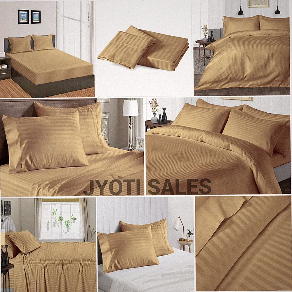 100% Cotton 1000 Thread Count Taupe Stripes Select Sheets OR Duvet Covers