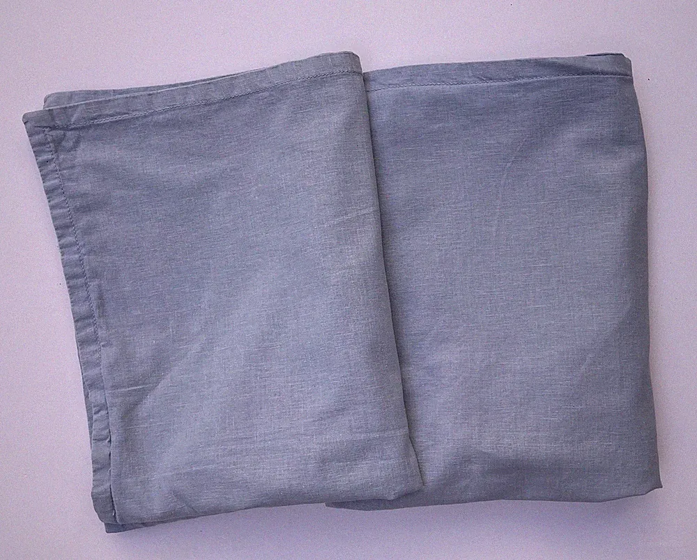 2 West Elm Linen Cotton Blend Standard Pillow Shams Classic Textured Light Blue