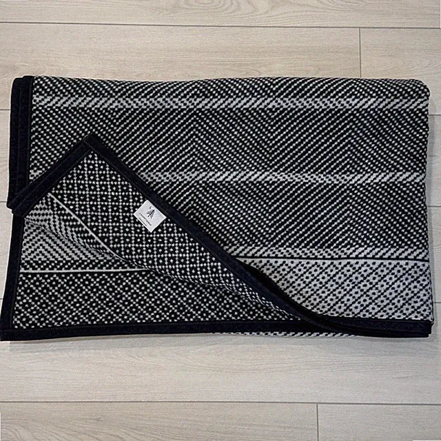 Chappywrap Old Port Herringbone Navy Blanket Cotton Blend Reversible 75”x58”