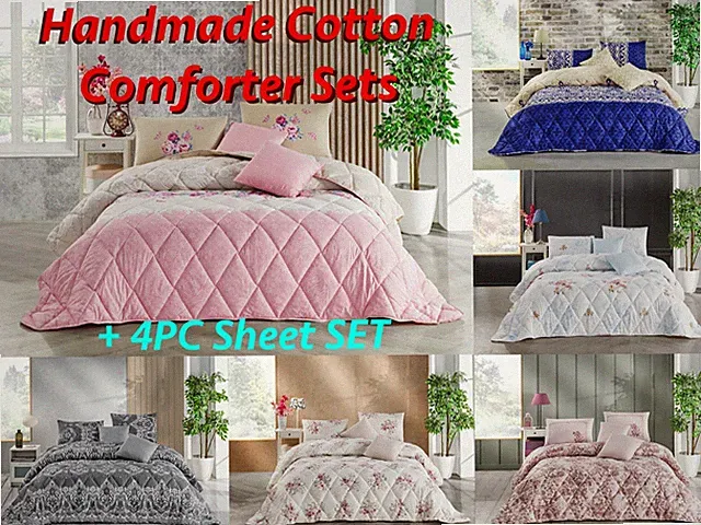 Cotton Blend Comforter Set + Sheet Set 9 PC - Handmade, Full, Queen, King