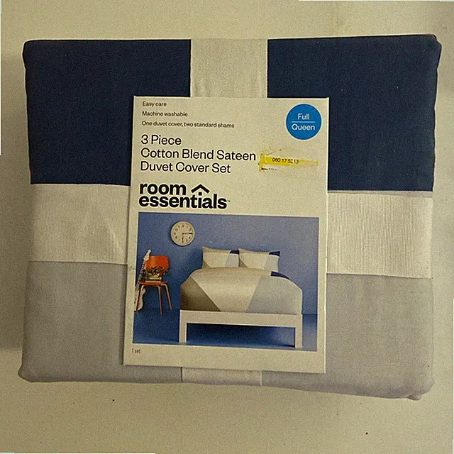 Full/Queen Size Cotton Blend Sateen Duvet Cover and Sham Set - Room Essentials