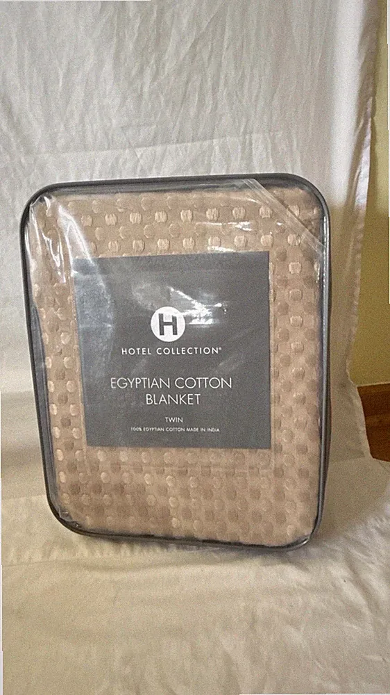 HOTEL COLLECTION 100% Egyptian Cotton Blanket Twin Ivory Beige Twill 66x90 in