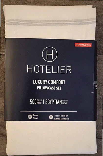 Hotelier Luxury 500TC Egyptian Cotton Blend Pillowcase Set 21" x 32" *Read