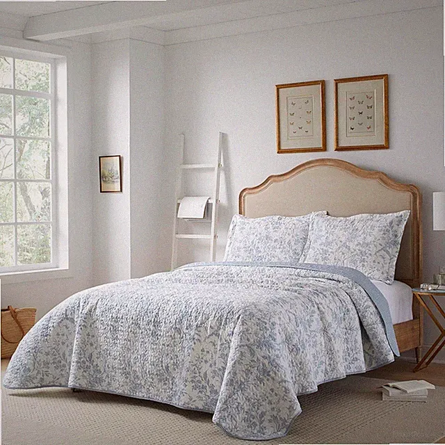 King Quilt Set, Soft Cotton Bedding amberely blue 0469
