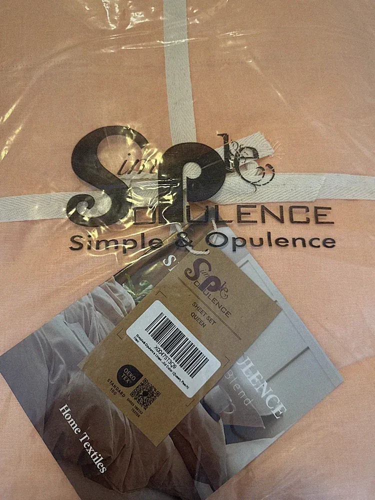 NEW Simple & Opulence Linen Cotton Blend Sheet Set Queen Size