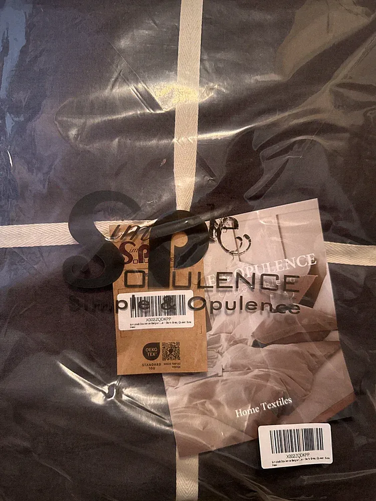 NEW Simple & Opulence Linen Cotton Blend Sheet Set Queen Sz Dark Gray