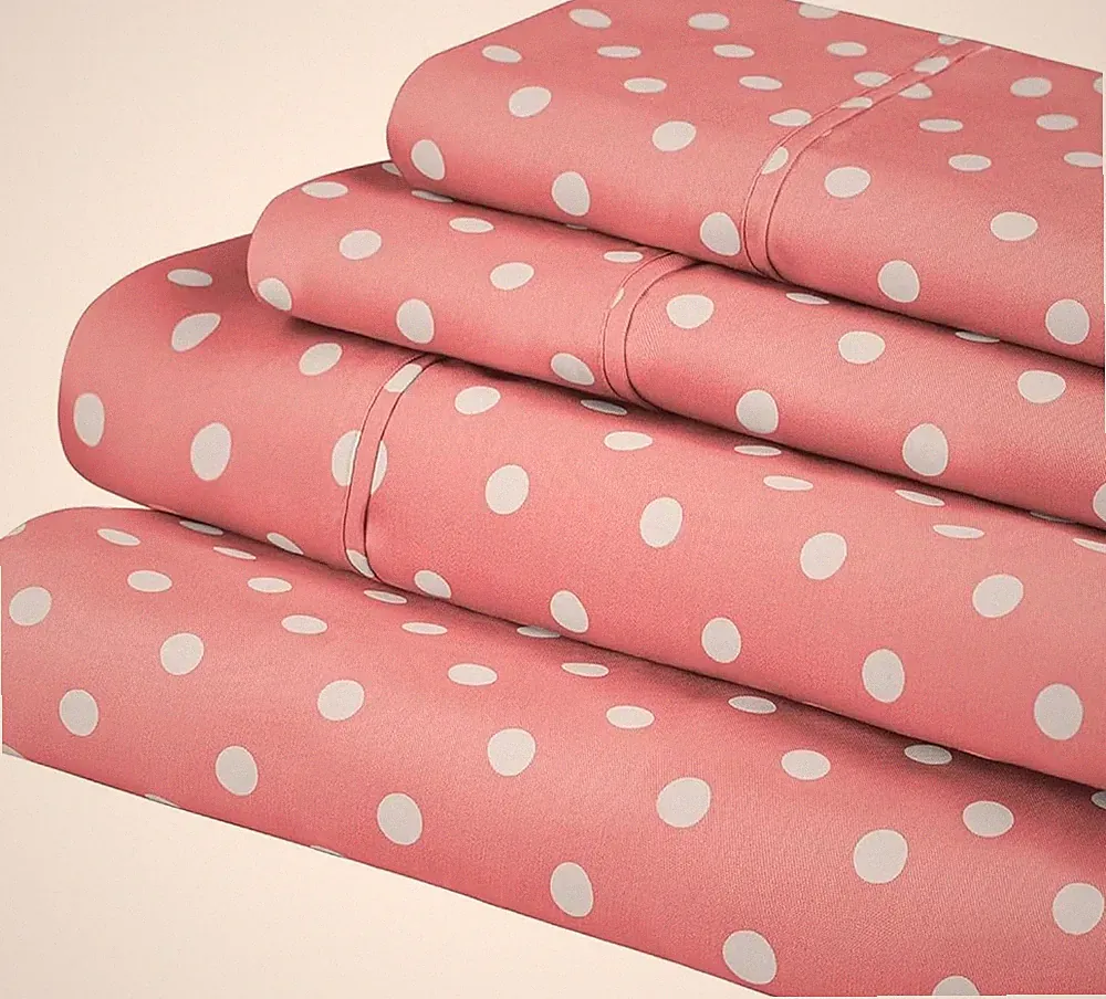 Polka Dot Sheet Set, Cotton Blend Bedding Sets, Soft and Wrinkle Resistant Sheet