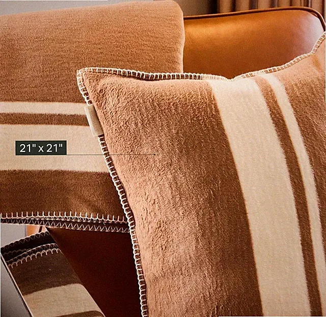 Preston Lane Highrise Throw Blanket &Pillow Set Premium Soft Cotton Blend|Camel