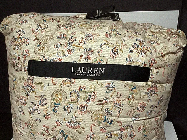 RALPH LAUREN Bering Cotton Percale 3 PC Comforter Set Full/Queen As Is New