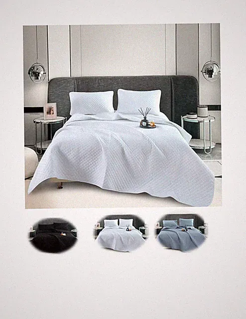 Reversible Cotton Blend 3Pcs Embroidery Printing Elegant Bedding Sets,Queen King