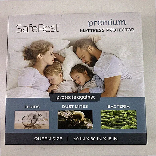SafeRest Waterproof Queen Sz Mattress Protector Cotton Blend Fitted w 18" Pocket