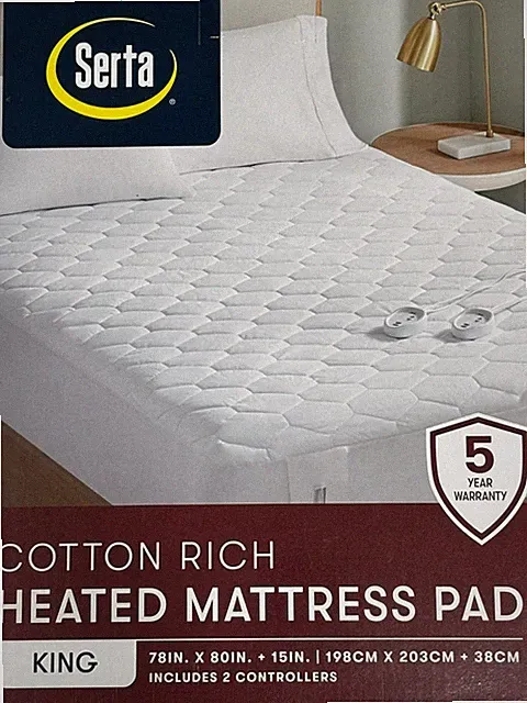 Serta Cotton Rich Heated Mattress Pad Brand NEW
