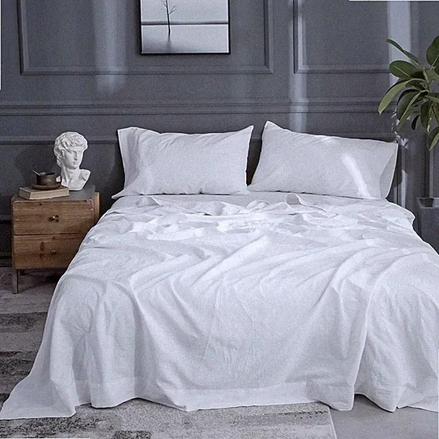 Simple&Opulence Belgian Linen Sheet Set Solid Color - 4 Pieces (1 Flat Sheet,...