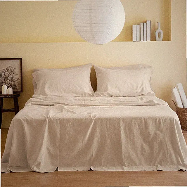 Simple&Opulence Belgian Linen Sheet Set Solid Color - 6 Pieces (1 Flat Sheet...