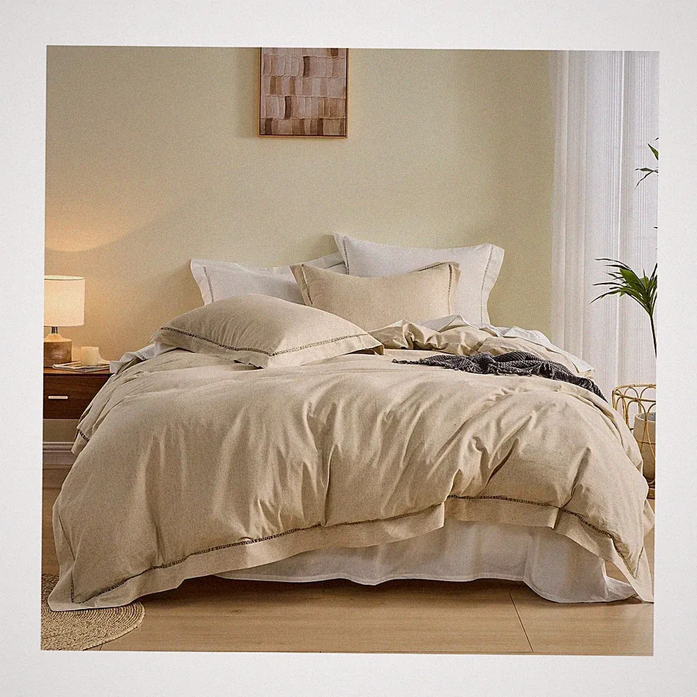 Simple&Opulence Linen Duvet Cover King Size, 3 PCS Natural Linen Cotton Blend...