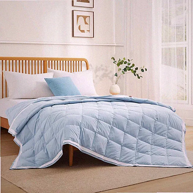 Summer Cooling Fabric Oversized Down Blanket, King or Queen Blanket with Trim