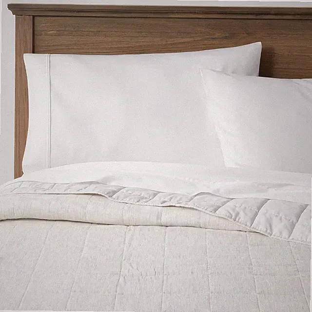 Threshold Quilt Cotton/Linen Blend Space Dyed Square Quilted, Gray, King