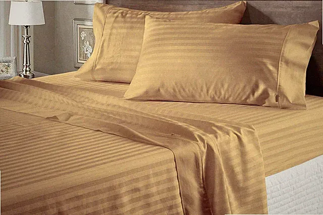 US Sizes 100% Cotton 1000 TC OR 1200 TC Taupe Stripes Choose Bedding Set