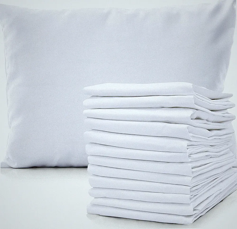 White Percale Pillow Case - Soft Hotel Style Polly Cotton Blend, 200 Thread C...